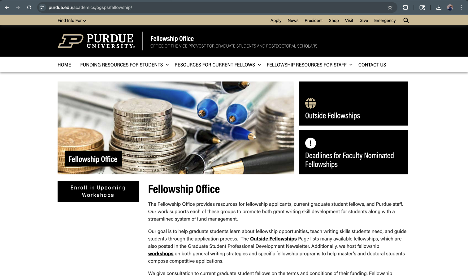 Existing Fellowships Screenshot