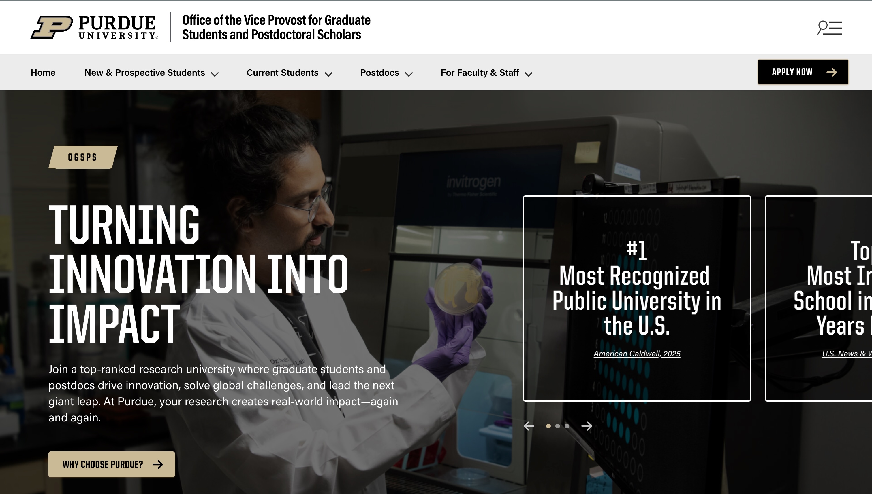 Purdue OGSPS Website Screenshot